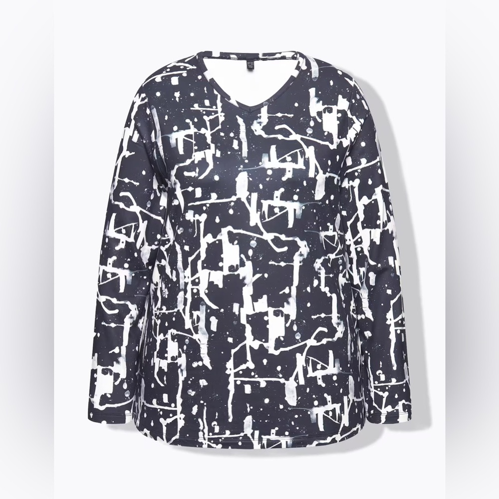 Ulla Popken Quick Drying Abstract Long Sleeve Tee